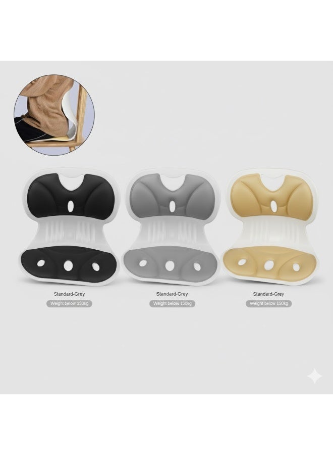 Comfortable backrest for chair to correct poor sitting posture (beige - black - gray) - Image 1