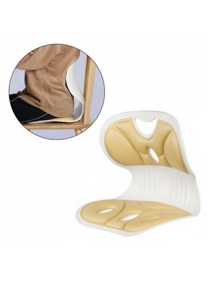 Comfortable backrest for chair to correct poor sitting posture (beige - black - gray) - Image 2