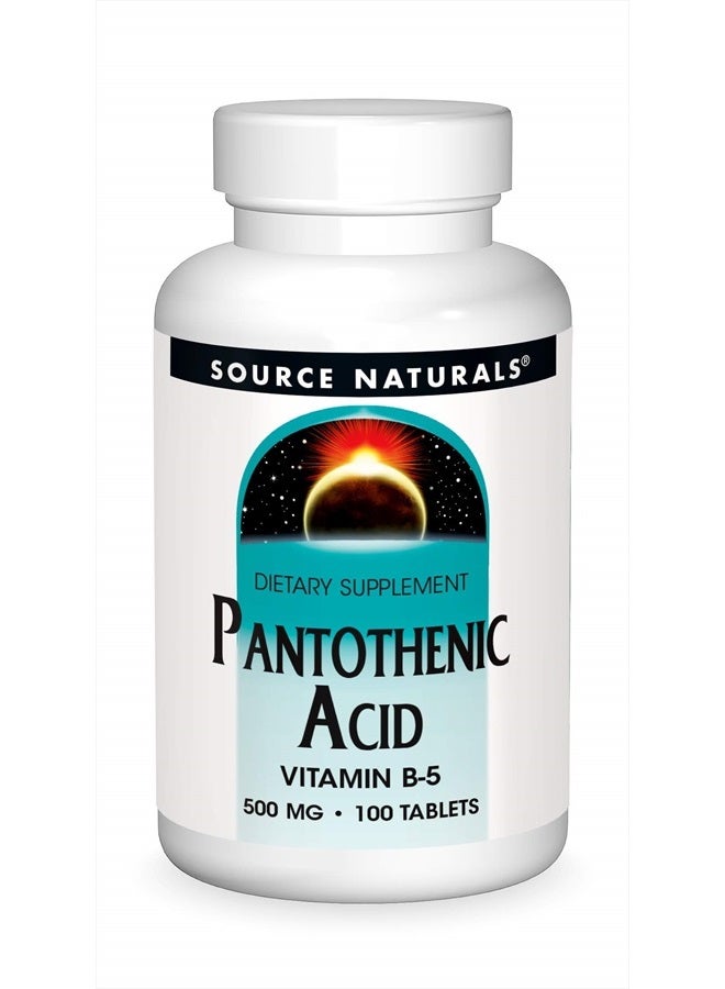 Source Naturals Pantothenic Acid 500 mg Vitamin B-5 Dietary Supplement - 100 Tablets - Image 1
