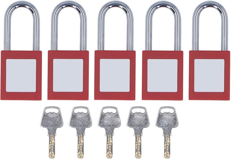 Lockout Tagout Locks 5 Set Nylon Padlocks 38mm Plated Shackle High Temperature Writable Labels - Image 2
