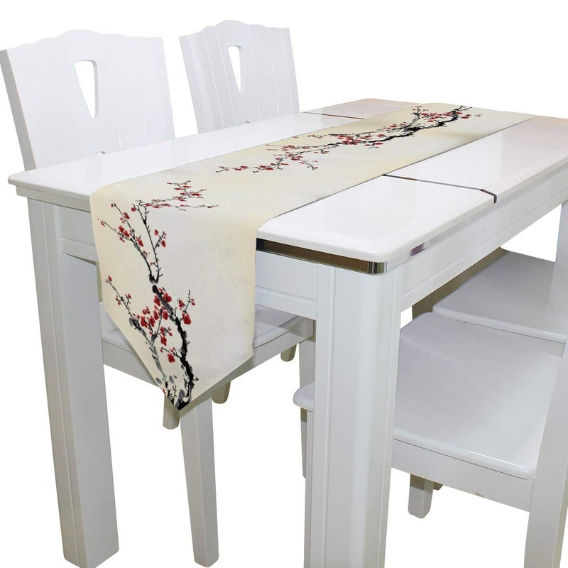 WOOR Double-Sided Spring Japanese Cherry Blossom Sakura Tree Table Runner 13 x 90 Inches Long Table Cloth Runner for Wedding Party Holiday Kitchen Dining Home Everyday Decor - Image 4