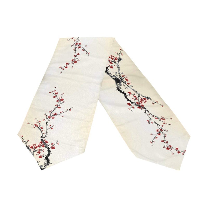WOOR Double-Sided Spring Japanese Cherry Blossom Sakura Tree Table Runner 13 x 90 Inches Long Table Cloth Runner for Wedding Party Holiday Kitchen Dining Home Everyday Decor - Image 3