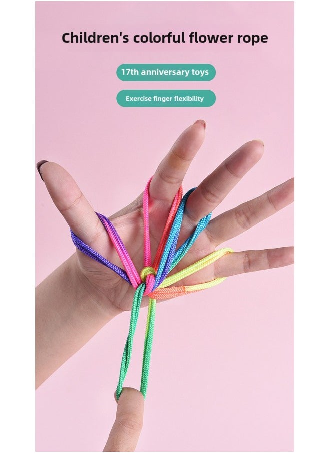 Children's Flower Rope Special Rope For Flower Rope Student Rainbow Color Rope Primary School Student Flower Rope Woven Flower Rope Toy-Color:Pack Of 5 (OPP Bag)  - Image 1