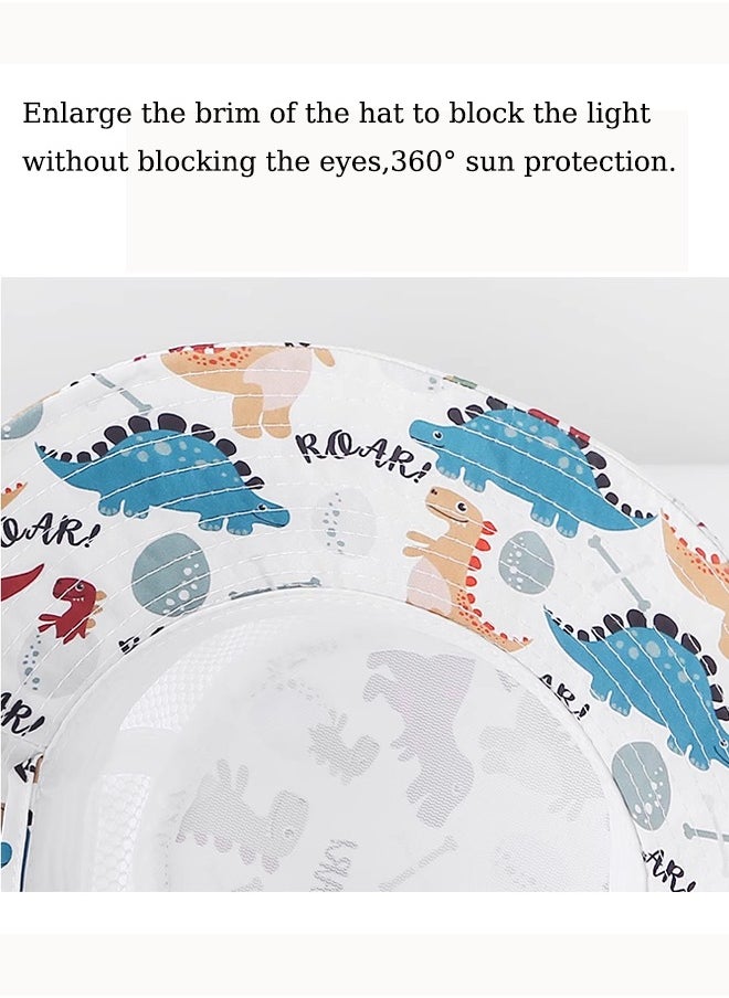 Aissiora Children's sunscreen hats Children's sun hats UV-blocking caps Children's bucket hats Light sun hat in summer Cartoon pattern Unisex  - Image 4