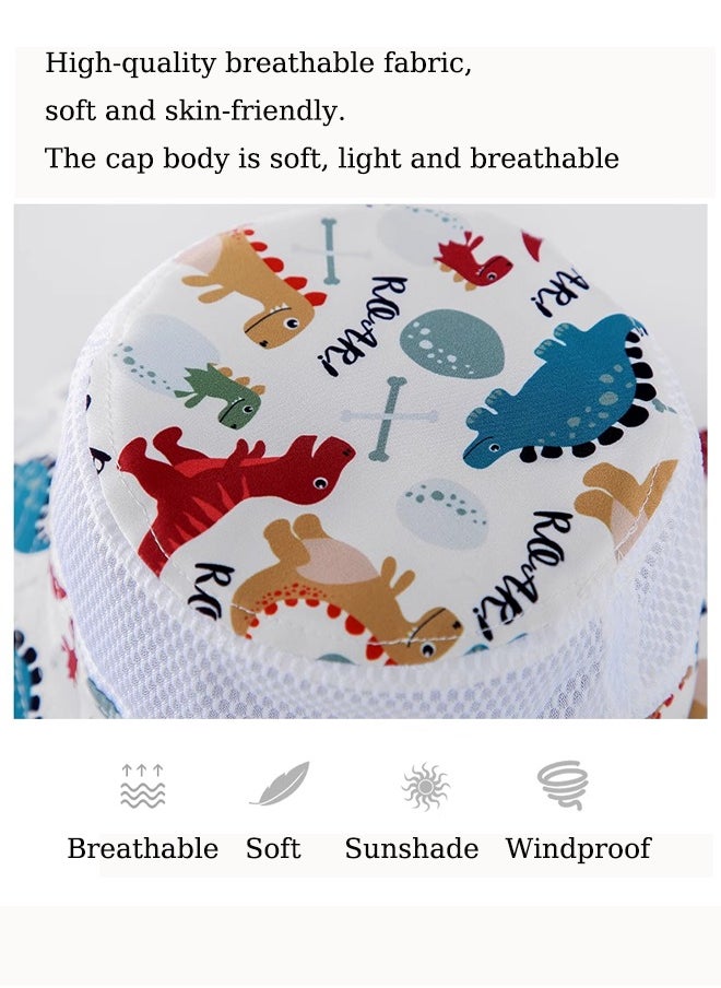 Aissiora Children's sunscreen hats Children's sun hats UV-blocking caps Children's bucket hats Light sun hat in summer Cartoon pattern Unisex  - Image 3