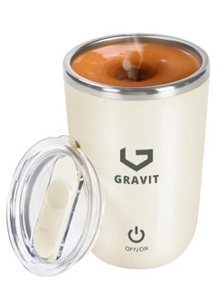 Gravit Automatic Stirring Mug 350ml - Rechargeable Electric Mixing Cup for Coffee, Milk, Cocoa - Stainless Steel Self-Stirring Cup - Anti-Rust Rotating Cup, Ideal for Home, Office, and Travel (Cream)  - Image 1