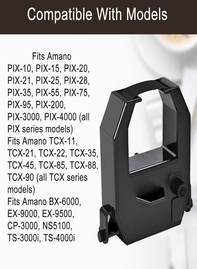 COMPUMATIC (2 pack) Replacement Ribbon Fits Amano PIX And TCX Time Recorders, Black Ink, Fits All Models Including PIX 10/15/20/21/25/35/28/55/75/95/200/3000/4000 And TCX 11/21/22/35/45/85/88/90 - Image 2