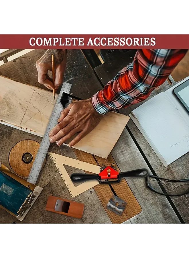Manual Wood Planer Kit Adjustable Thickness Alloy Steel With Extra Blades For Smoothing Joining Planks - Image 1