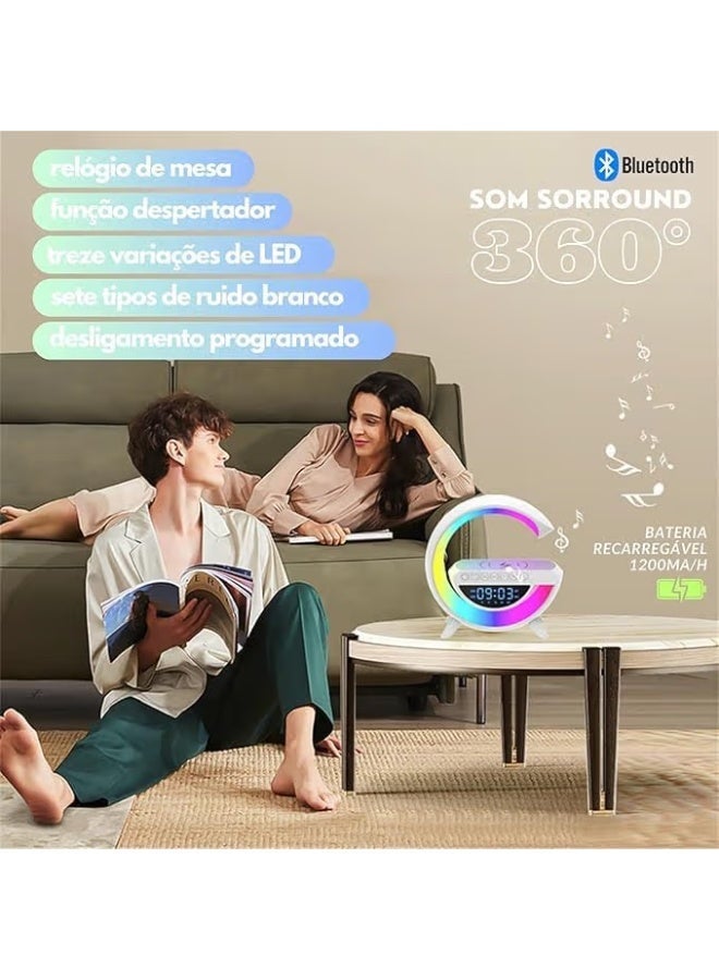 G portable Bluetooth Speaker with Smart Mood Light for Bedroom,RGB 6 Color, Clock Alarm, radio, Calls, Decor - Image 2