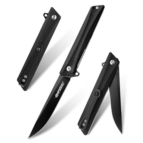 ohmonlyhoo Pocket Knife, 3.5 inch Folding Knife with G10 Handle and D2 Blade, Edc Knife with Nylon Sheath for men and Women - Image 1