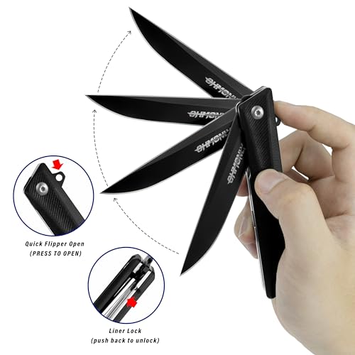 ohmonlyhoo Pocket Knife, 3.5 inch Folding Knife with G10 Handle and D2 Blade, Edc Knife with Nylon Sheath for men and Women - Image 4