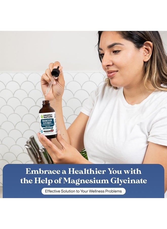 Drops of Nature - Magnesium Glycinate Liquid Drops | Vegan, Non-GMO, Enhanced Absorption, Made with Organic Natural Flavor | Liquid Magnesium Glycinate for Optimal Health & Well-Being (2oz 60mL) - Image 1