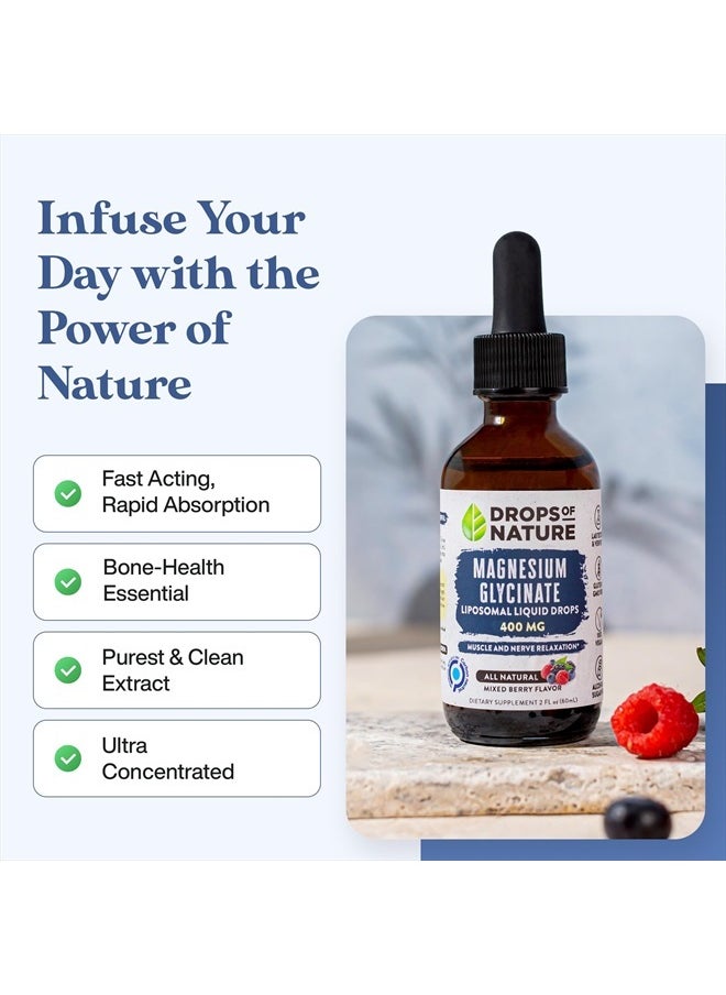 Drops of Nature - Magnesium Glycinate Liquid Drops | Vegan, Non-GMO, Enhanced Absorption, Made with Organic Natural Flavor | Liquid Magnesium Glycinate for Optimal Health & Well-Being (2oz 60mL) - Image 1