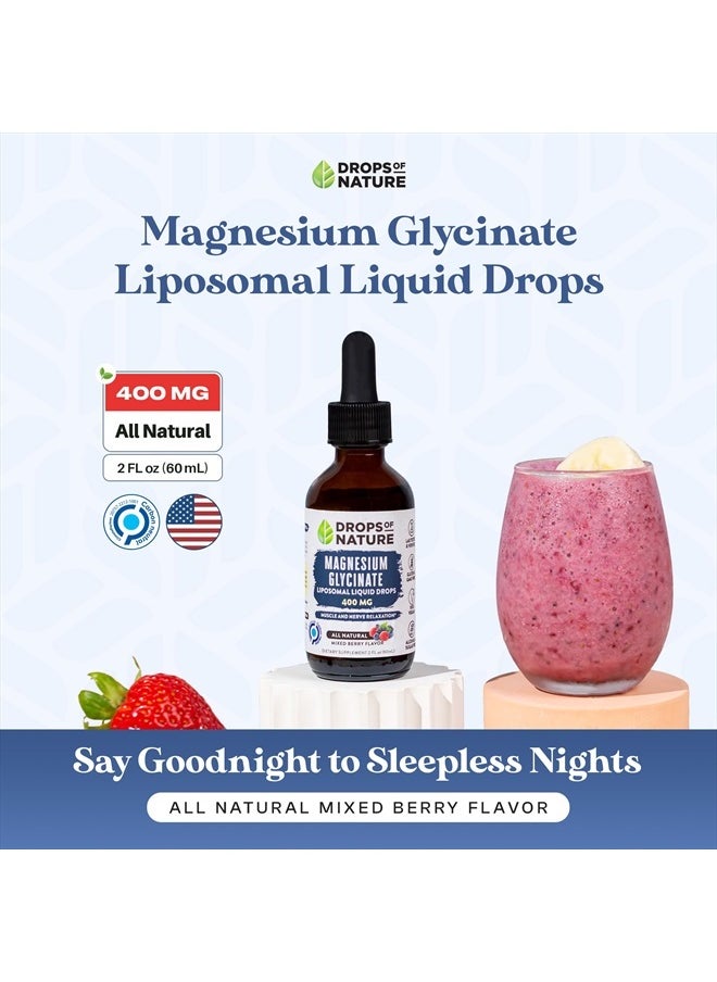 Drops of Nature - Magnesium Glycinate Liquid Drops | Vegan, Non-GMO, Enhanced Absorption, Made with Organic Natural Flavor | Liquid Magnesium Glycinate for Optimal Health & Well-Being (2oz 60mL) - Image 1