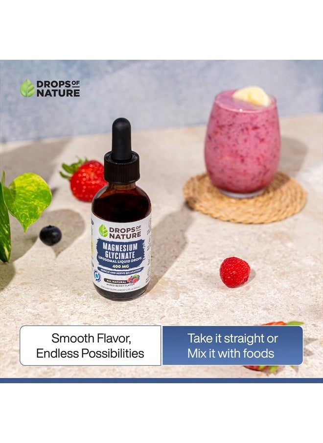 Drops of Nature - Magnesium Glycinate Liquid Drops | Vegan, Non-GMO, Enhanced Absorption, Made with Organic Natural Flavor | Liquid Magnesium Glycinate for Optimal Health & Well-Being (2oz 60mL) - Image 1