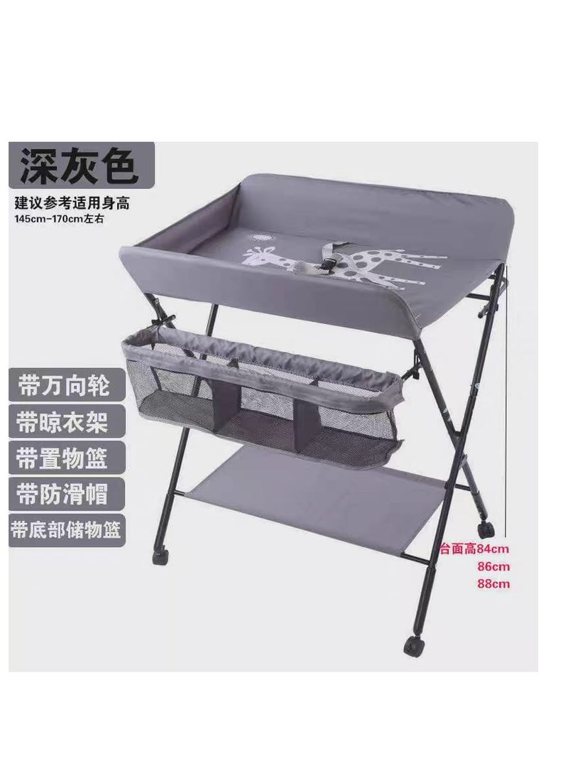 بيج طاولة تغيير حفاضات الأطفال قابلة للتعديل بثلاثة مستويات ارتفاع - إطار فولاذي متين وقماش أكسفورد مقاوم للماء للاستحمام/محطة التدليك - Image 3