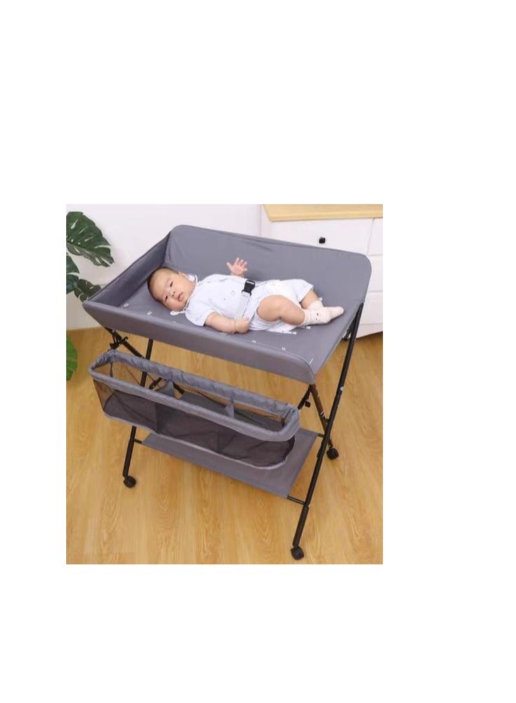 بيج طاولة تغيير حفاضات الأطفال قابلة للتعديل بثلاثة مستويات ارتفاع - إطار فولاذي متين وقماش أكسفورد مقاوم للماء للاستحمام/محطة التدليك - Image 5