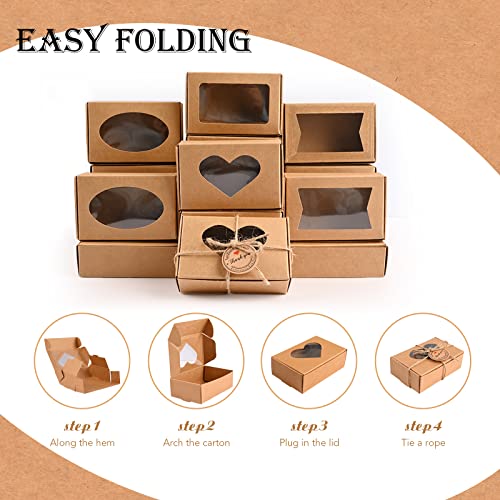 Moukiween 32 PCS Kraft Soap Boxes for Homemade Soap, 3.54 X 2.36 X 1.18 Inch Soap Packaging Gift Boxes with Window, Small Rectangular Soap Wrapping Boxes (Brown) - Image 3