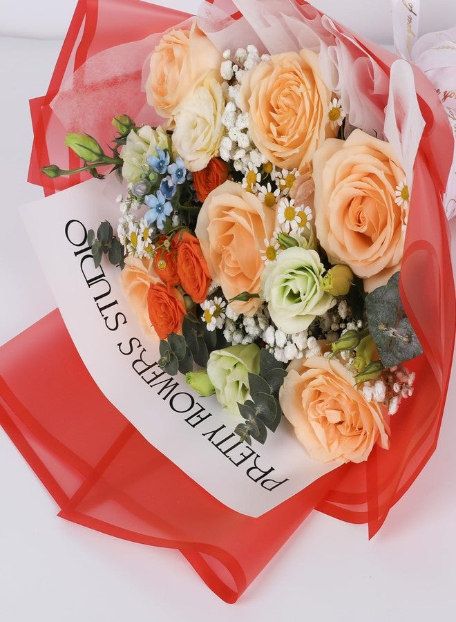 FUHITIM 20 Sheets Flower Wrapping Paper - Waterproof Floral Bouquet Packaging Paper for DIY Crafts，Florist Supplies Packaging Paper for Wedding Birthday Gift (Translucent Red) - Image 5