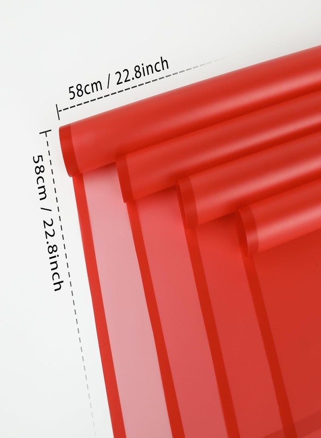 FUHITIM 20 Sheets Flower Wrapping Paper - Waterproof Floral Bouquet Packaging Paper for DIY Crafts，Florist Supplies Packaging Paper for Wedding Birthday Gift (Translucent Red) - Image 2