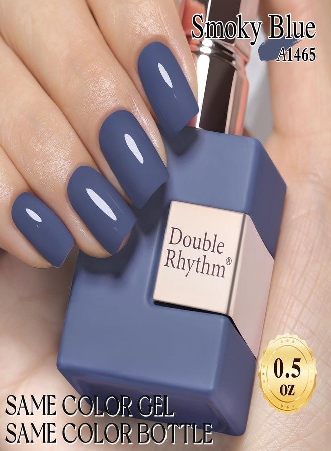 Double Rhythm 15ML Gel Nail Polish Pure Sheer Same Color Same Bottle Soak Off Gel Polish Art Manicure Salon DIY at Home for Women (Deep Blue Gray-A1465) - Image 4