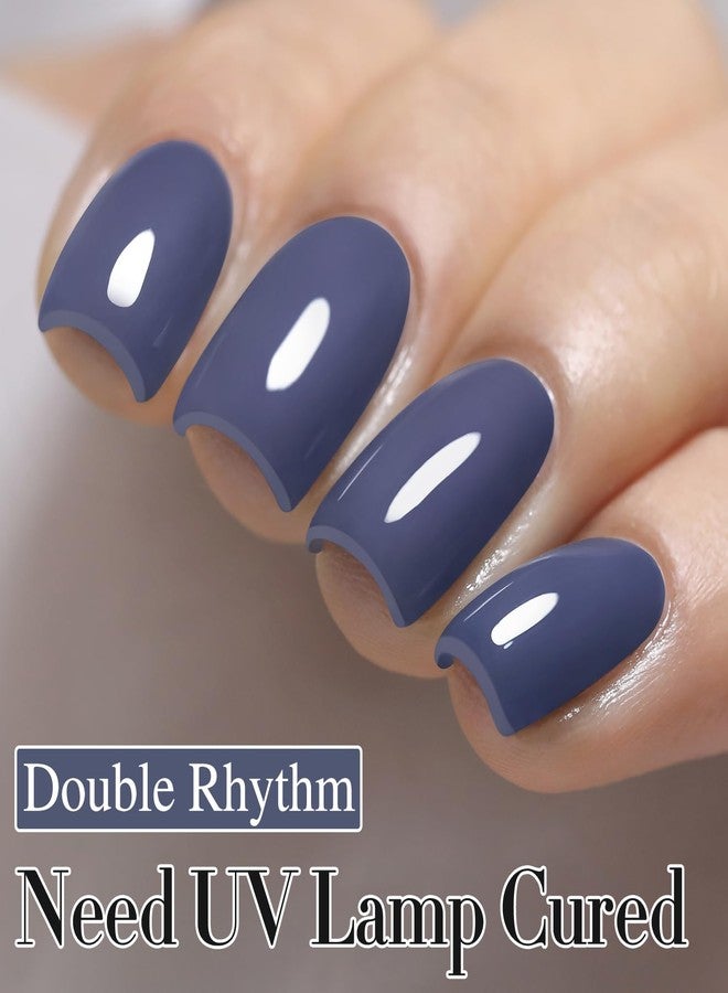 Double Rhythm 15ML Gel Nail Polish Pure Sheer Same Color Same Bottle Soak Off Gel Polish Art Manicure Salon DIY at Home for Women (Deep Blue Gray-A1465) - Image 3