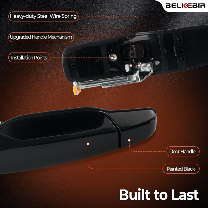 BELKEBIR Black Exterior Door Handle Rear Right Passenger Side Compatible with 2007-2014 Chevy Silverado Suburban Avalanche Tahoe, GMC Sierra Yukon, Cadillac Escalade Replaces 15915660, 20954848, 22738726 Non sticky surface - Image 5
