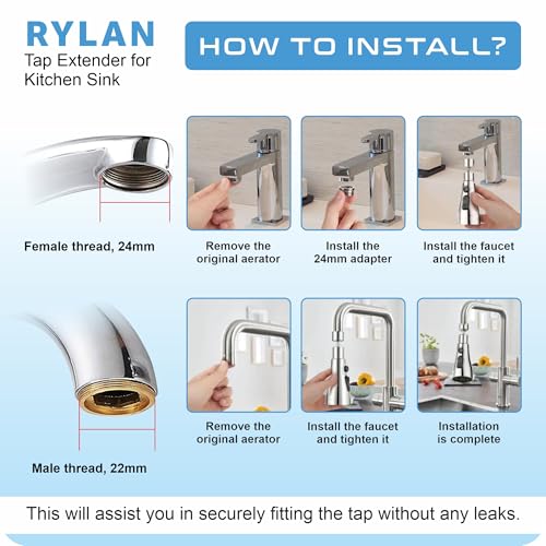 Rylan Tap Extender for Kitchen Sink, Flexible Faucet with Tap Extension for Convenient Use Upgrade Your Kitchen Sink with Flexible Tap for Easy Access | 1 Year Warranty | - Image 3