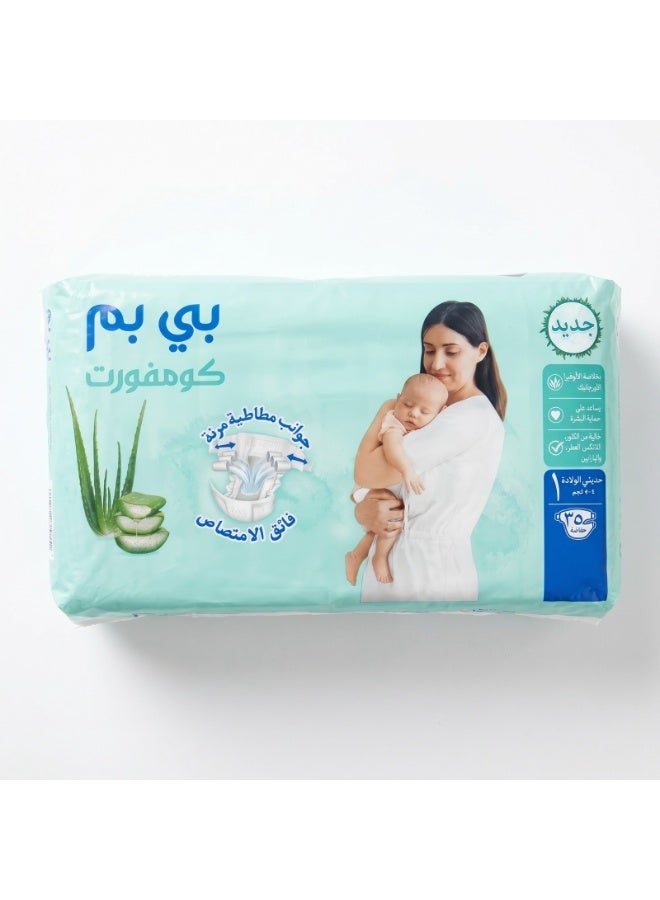 Bebem Baby Diapers, Elastic Outer Bands, Super Absorbent, 1 Newborn 2-5 kg ​​- 35 Diapers - Image 1