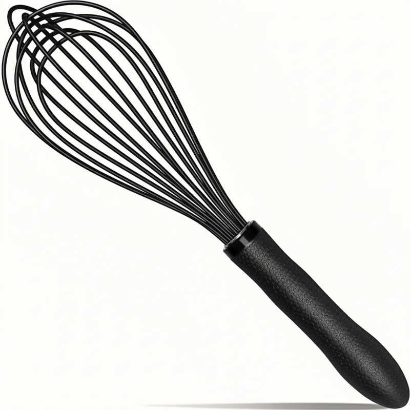 TEEVEA Silicone Whisk Stainless Steel Heat Resistant Non Scratch Kitchen Cooking Utensil for Blending Whisking Beating Frothing Stirring 11 Inch Black - Image 1