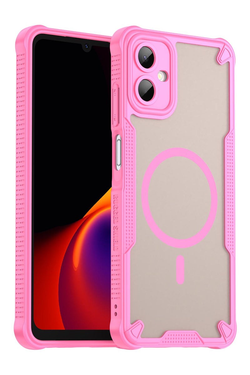 Cover For Samsung Galaxy A06 5G Armor Glaze MagSafe Magnetic Phone Case Raised edges around the screen and camera lens help prevent scratches - Pink - Image 1