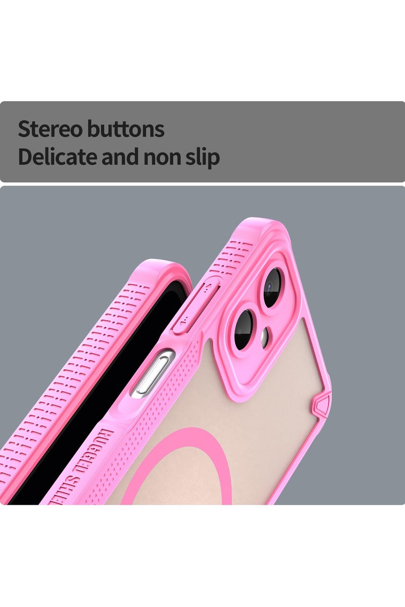 Cover For Samsung Galaxy A06 5G Armor Glaze MagSafe Magnetic Phone Case Raised edges around the screen and camera lens help prevent scratches - Pink - Image 5