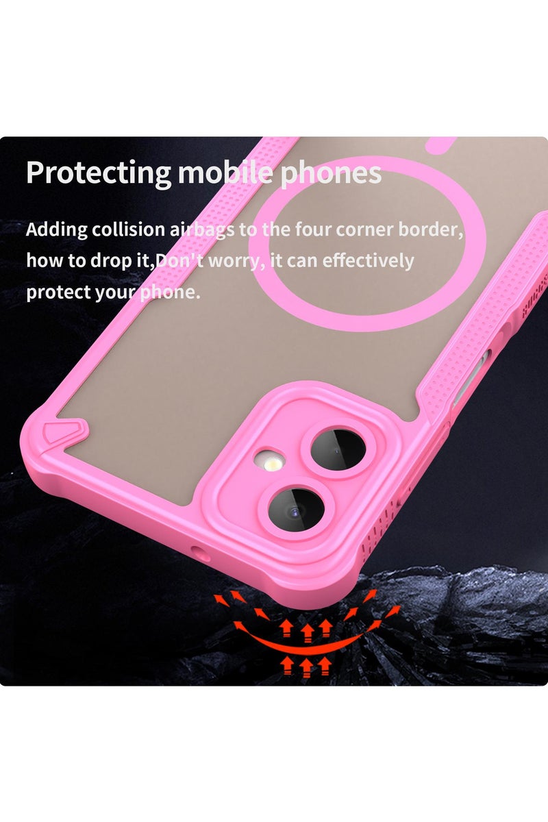 Cover For Samsung Galaxy A06 5G Armor Glaze MagSafe Magnetic Phone Case Raised edges around the screen and camera lens help prevent scratches - Pink - Image 3