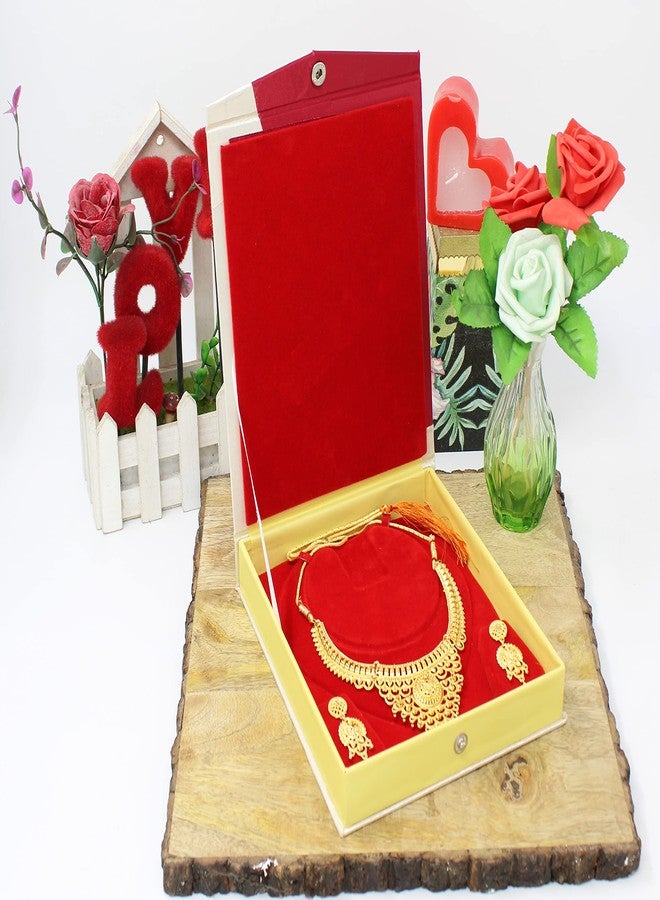 LUCES Satin Necklace Pendant Earring Ring Bracelet Pearl Storage Holder Display Box for Wedding Engagement Anniversary Women And Girls Cream - Image 5