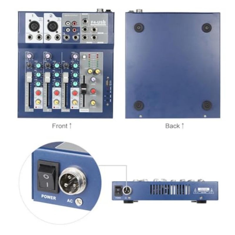 4-channel Mixer Audio Professional Sound Effects Processor Professional Mixing Console Usb Performance Karaoke Live Mixer - Image 3