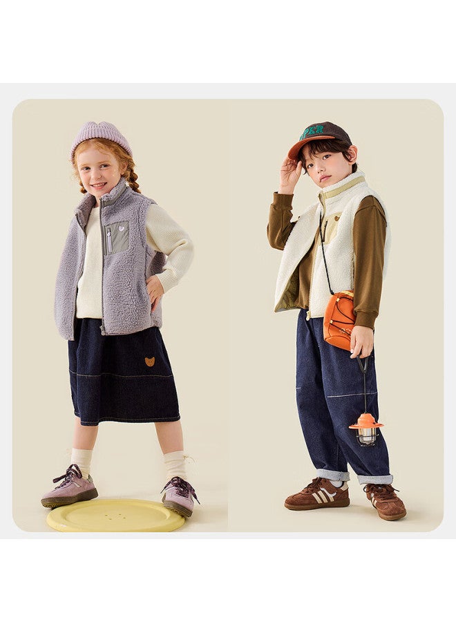 Minibala Kids And Adults Anti-static Plush Vest Fleece Warm Outdoor Windbreaker Autumn New - Image 1