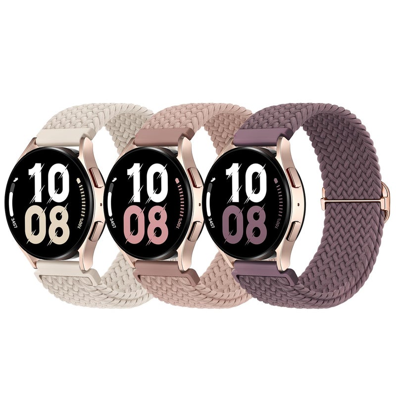 Knossen Stretchy Watch Bands: 3Pack Compatible with Samsung Galaxy Watch 7 FE 6 5 4 40mm 44mm, Classic 4, 5 Pro, 3, Active2 for Women and Men - Image 1