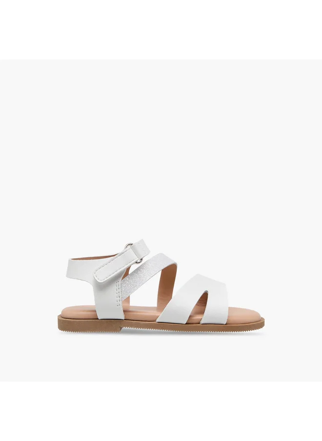 Flora Bella By Shoexpress Girls Strap Detail Sandals with Hook and Loop Closure