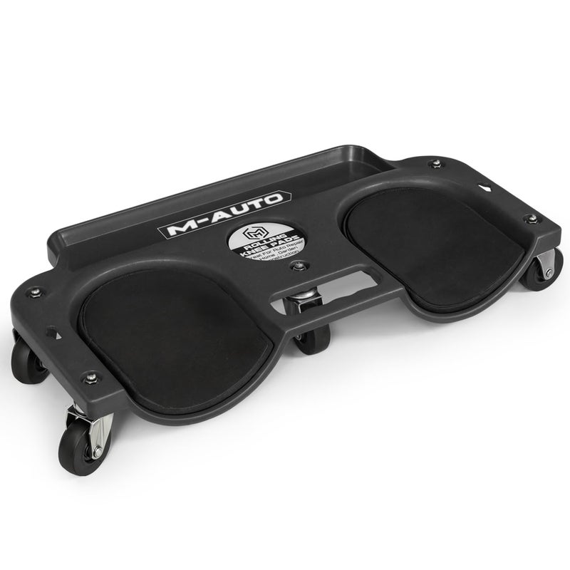 MAUTO Rolling Knee Creeper Durable Knee Pads with Full 360 Degree Turn Casters and Tool Tray Garage Kneeling Pads on Swivel Castors for Home Workshop Auto Repairing Maintaining Black