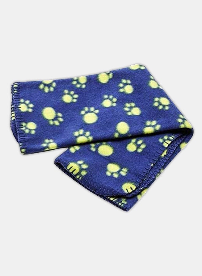 Paw Print Soft Bed Cover For Dog And Cat Blue/Yellow