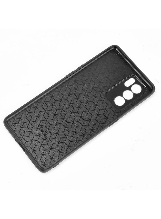 اس-توب جراب لهاتف OPPO Reno6 Pro مقاوم للصدمات بنمط جلد البقر المخيط من مادة PC + PU + TPU - Image 4