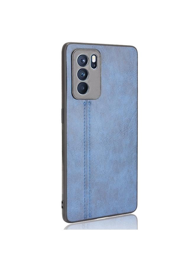 اس-توب جراب لهاتف OPPO Reno6 Pro مقاوم للصدمات بنمط جلد البقر المخيط من مادة PC + PU + TPU - Image 3