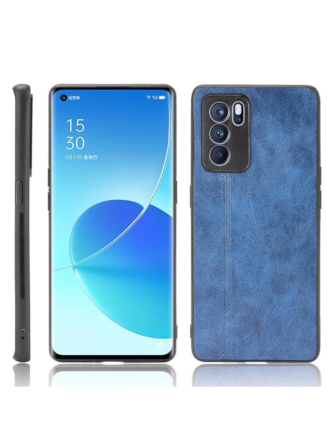 اس-توب جراب لهاتف OPPO Reno6 Pro مقاوم للصدمات بنمط جلد البقر المخيط من مادة PC + PU + TPU - Image 1