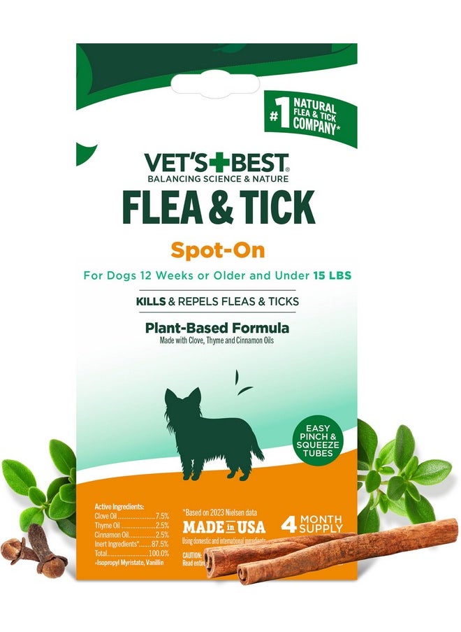 Vet's Best Vet's Best Flea and Tick Spot-on Drops - Topical Flea and Tick Prevention for Dogs - Plant-Based Formula - Certified Natural Oils for Small Dogs - 4 mo Supply  - Image 1