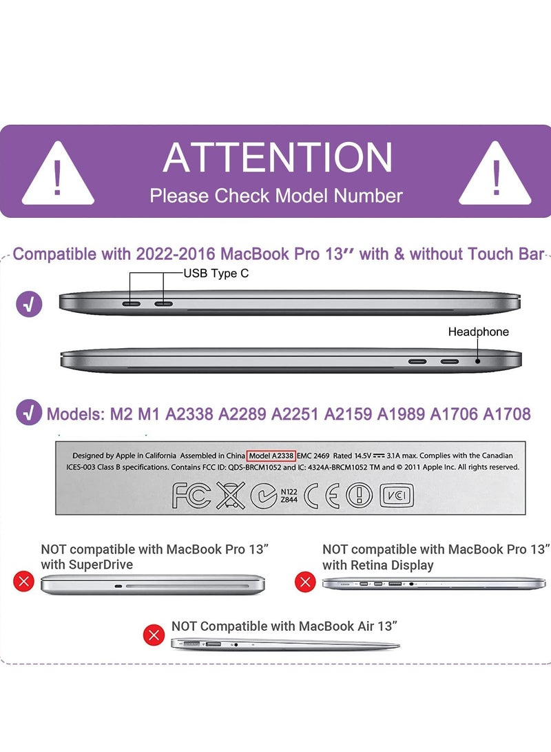 Frosted Hard Shell for MacBook Pro 13 Inch Case 2016-2023 Release M2 Chip A2338/ M1 A2251 A2289 A2159 A1989 A1706 A1708 Plastic Hard Shell Case Protective Cover (Clear) - Image 3