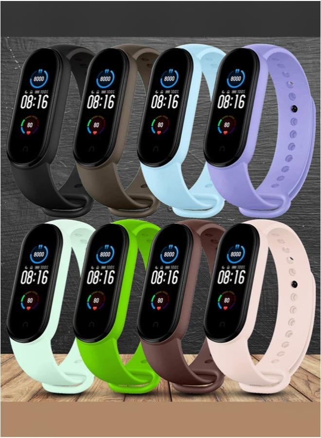 CATANES 8 Packs Xiaomi Band 5/6 Soft Silicone Strap Waterproof Replacement Wristband Strap Fashion Accessory Compatible for Xiaomi Smart Mi Band 5/Mi Band 6 Multicolour - Image 2