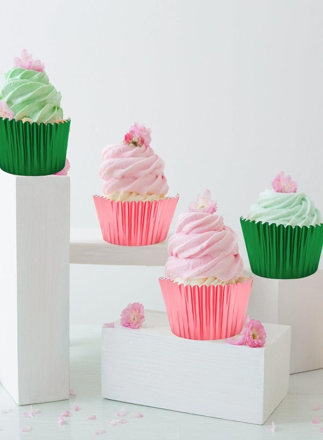 FYSUIMU 200Pcs Halloween Green Pink Foil Cupcake Liners Witch Princess Theme Paper Cake Baking Cups Pink Green Muffin Cupcake Wrappers for Candy Cookie Dessert Birthday Wedding Party, 2 x 1.2 Inch - Image 4