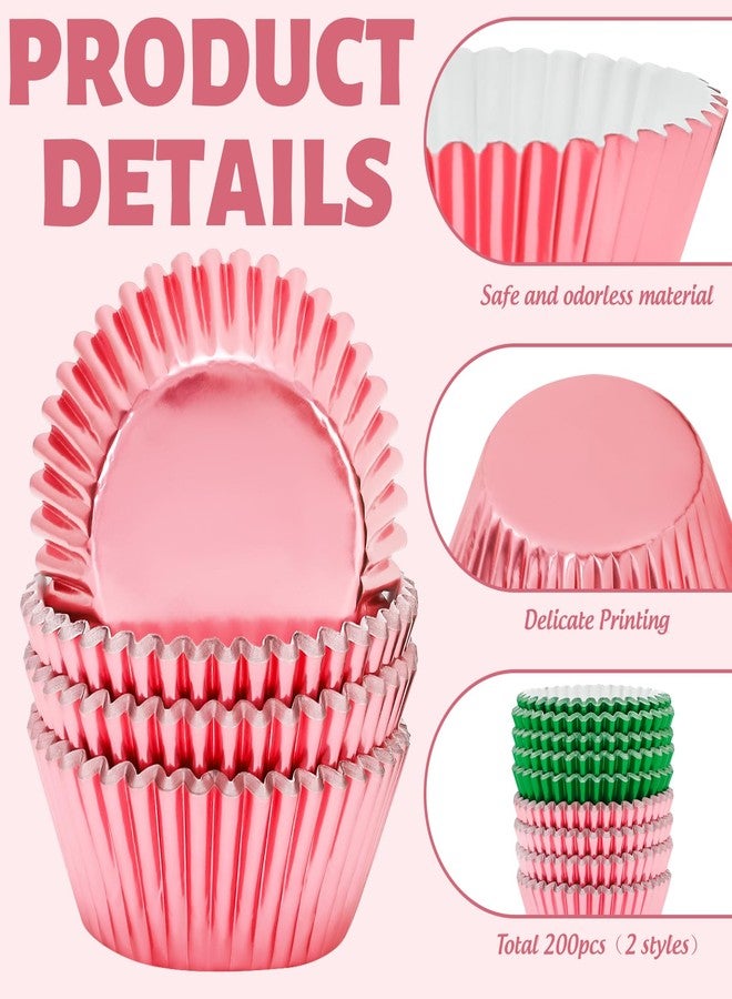 FYSUIMU 200Pcs Halloween Green Pink Foil Cupcake Liners Witch Princess Theme Paper Cake Baking Cups Pink Green Muffin Cupcake Wrappers for Candy Cookie Dessert Birthday Wedding Party, 2 x 1.2 Inch - Image 3