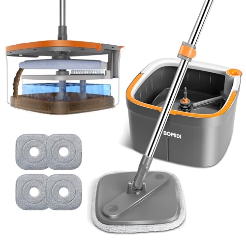 BOMIDI Mop and Bucket Set, Spin Mop with Separate Dirty Water System, Deep-Cleaning Mops for Floors, Versatile Mops for Walls - Image 1