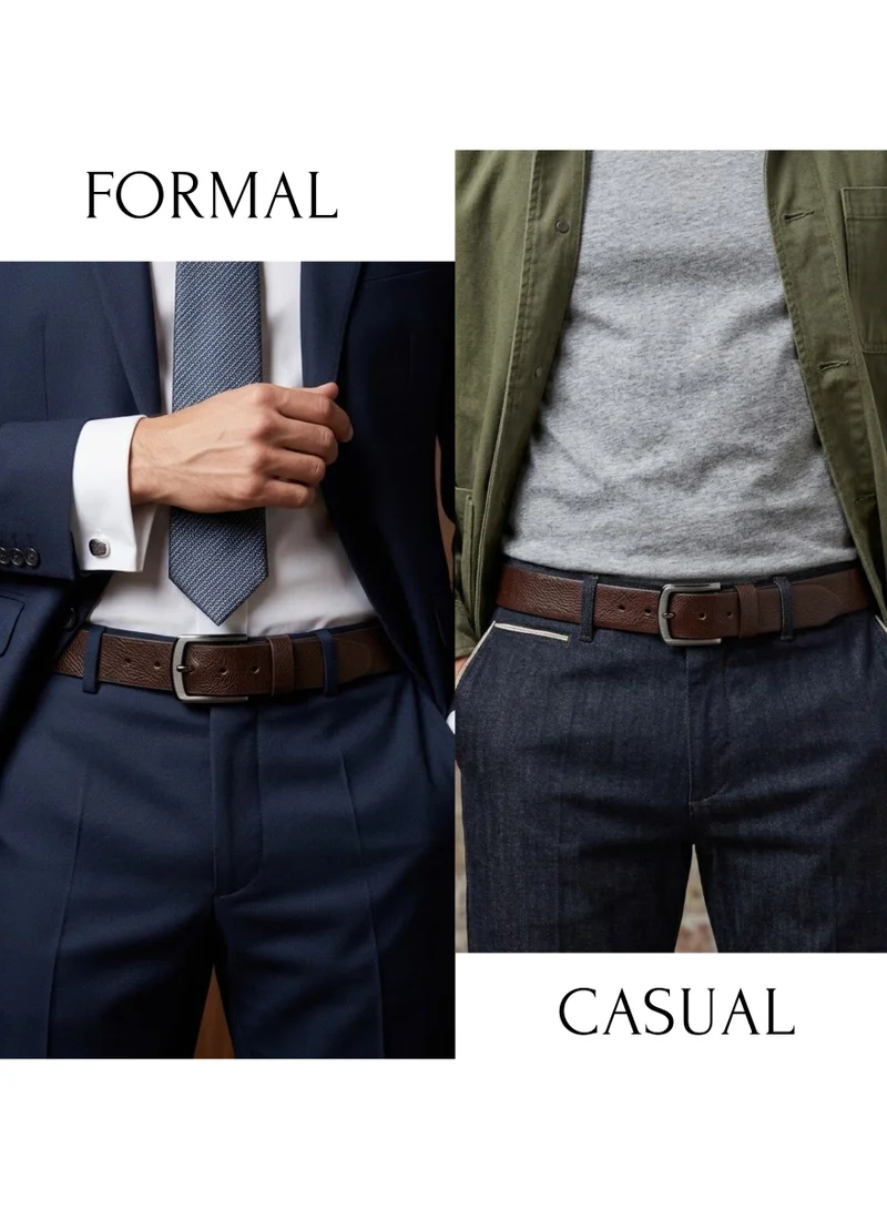 Classic Milano Brown (Osaka 40MM) Classic Milano Leather Belt for Men – Genuine Leather Mens Belt, Formal & Casual Dress Belt Men with Gift Box, Adjustable Men's Belts, Office & Daily Wear for Men | Best Price UAE